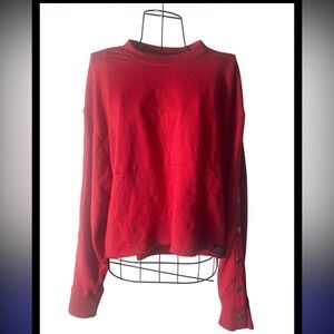 Victoria's Secret Red Button-Sleeve Sweatshirt